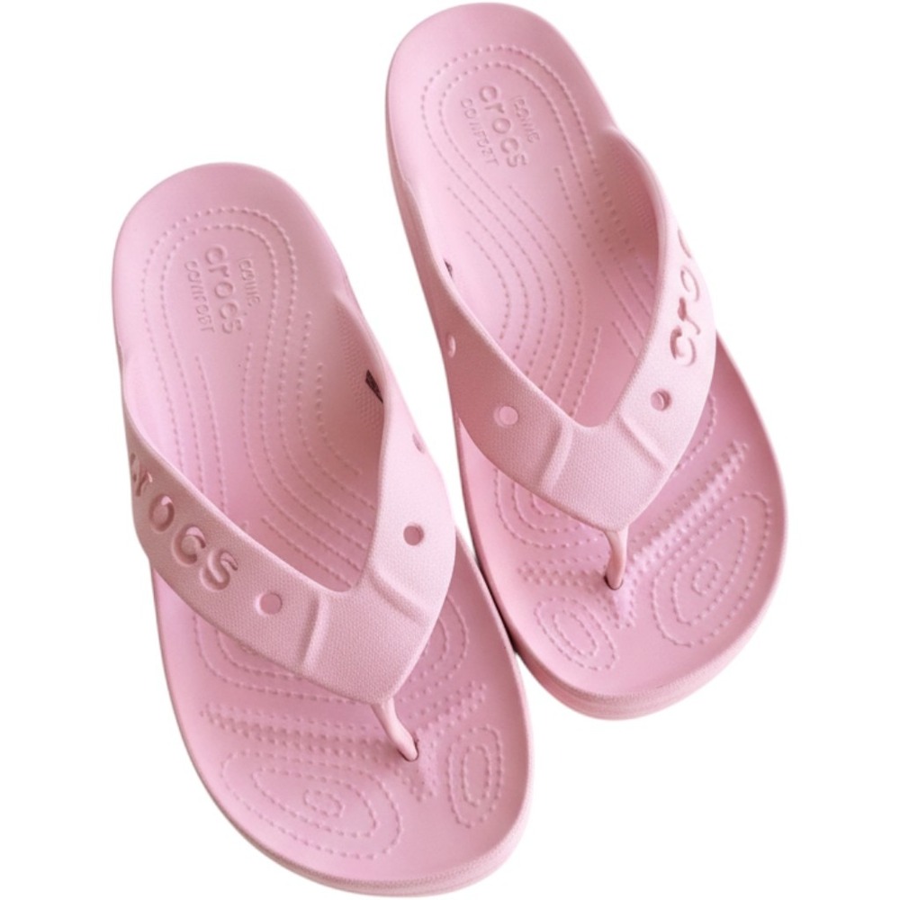 Crocs Baya Flip Flops Womens Size 9 Pink Lightweight Summer Beach Sandals